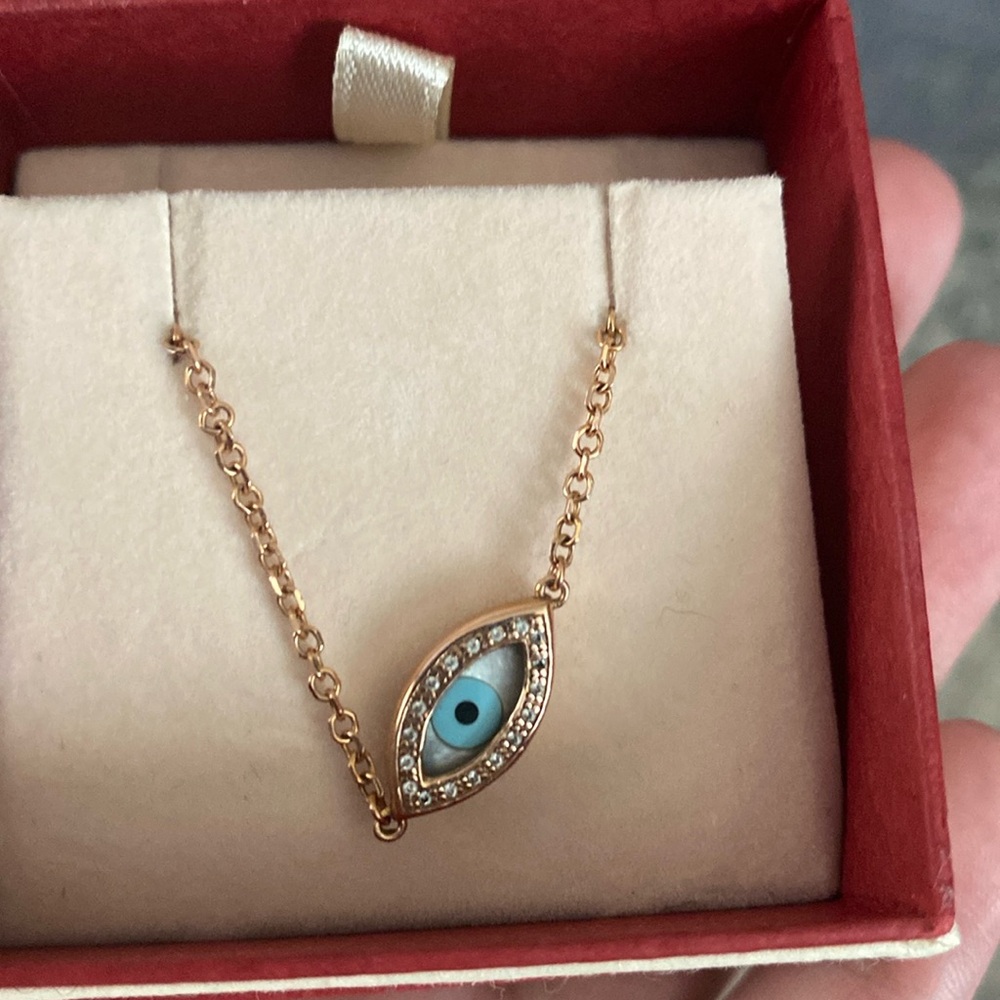 Rose gold evil eye bracelet